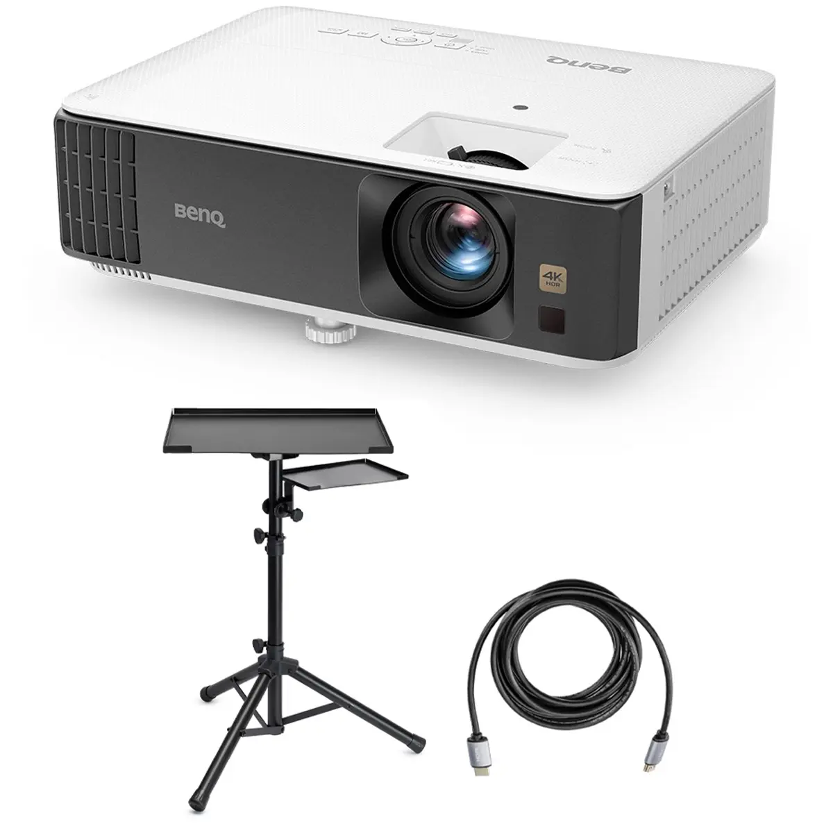 BenQ TK700 4K HDR 16ms Low Input Lag Gaming DLP Projector Bundle with Laptop Stand and Accessory Tray, HDMI 2.0 Cable