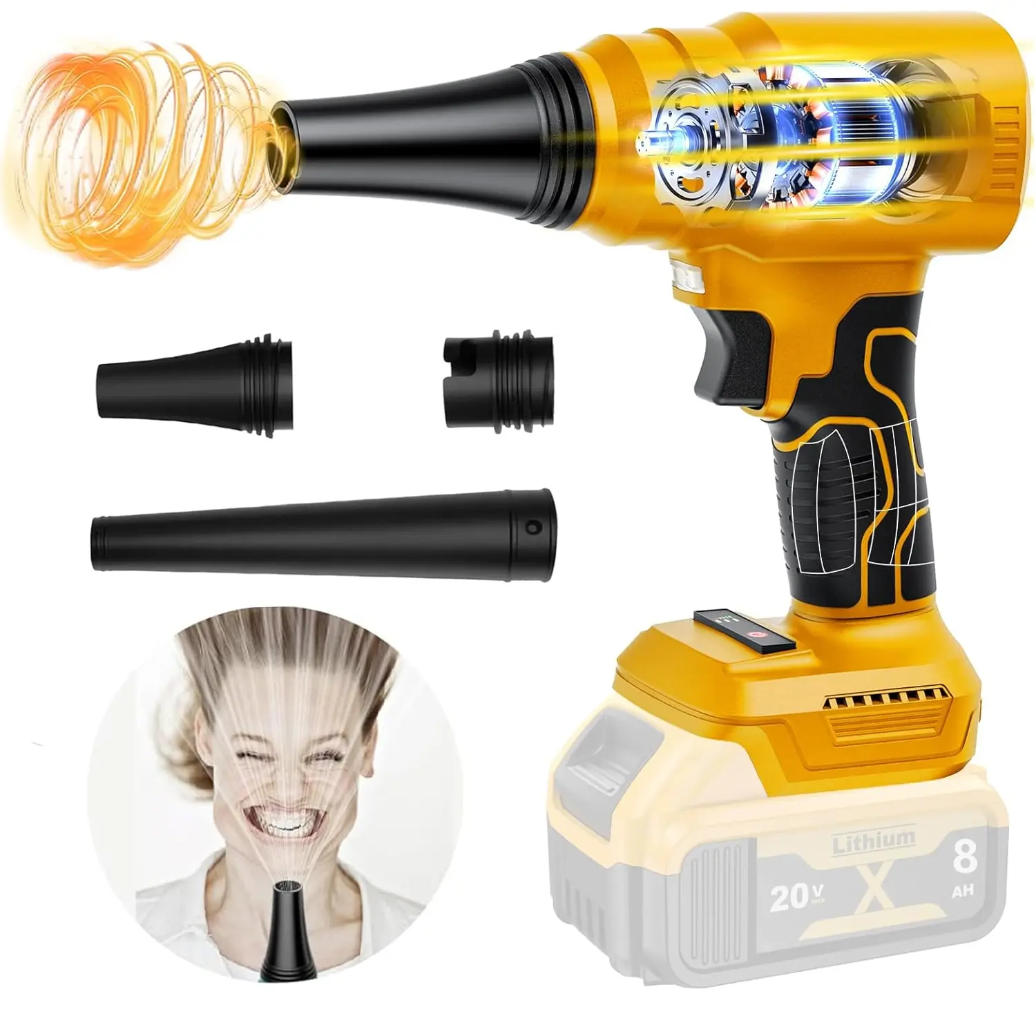 Fathersdaygift Snow Leaf Blower Cordless for Dewalt 20V Battery Brushless Lightweight Handheld Design,Blower for Patio Cleaning,car Blowing Water,Blowing Leaves and Dust -Tool only
