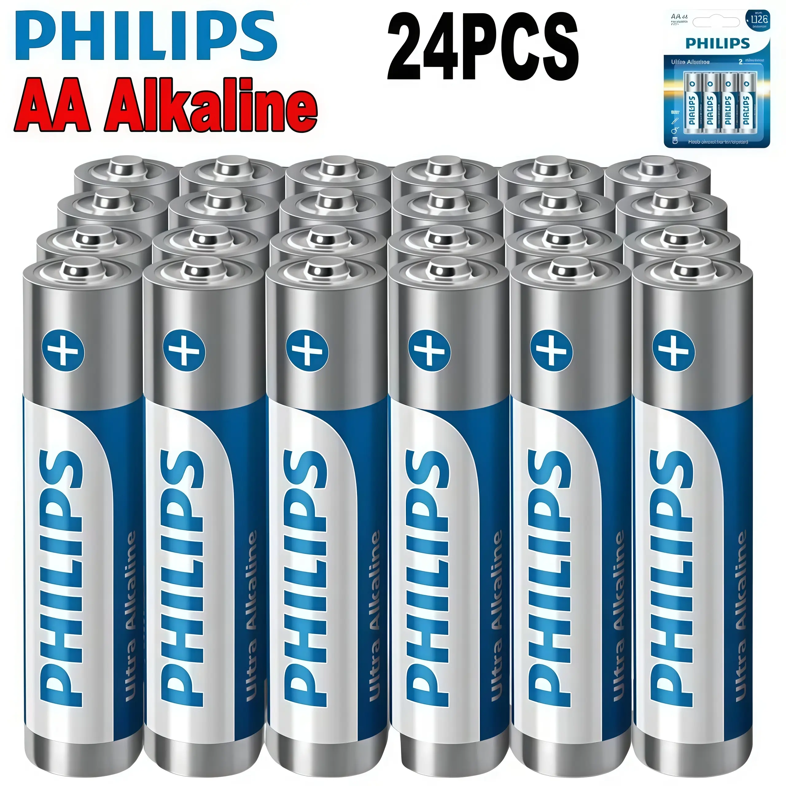 Philips Primary (Non-Rechargeable) Double A Batteries, 24-Pack - 1.5V Long Lasting Battery with 10-Year Shelf Life for Sports & Outdoor, Boating, Compatible Battery