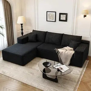 ModMood 104" L-Shape Chaise Cloud Sectional Couch, Comfy Corduroy Sofa, Modern Modular Deep Seat, No Assembly Required, Plush Fabric for Living Room