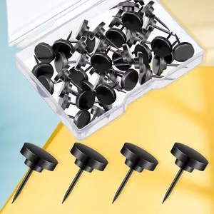 30 Pieces Black Metal Push Pins Thumb Tacks for Picture Photo Hanging Wall Pins Board Posters Bulletin Maps Office Home Decorative Secure Hold
