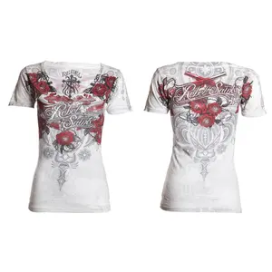 REBEL SAINTS Womens Short Sleeve SOPHIA V-neck T-Shirt