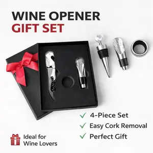 4-Piece Wine Opener Gift Set – Stainless Steel Corkscrew with Elegant Box