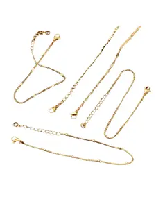 Gold Bracelets for Women, Fashion Bracelet 14K Gold Plated Stackable Bracelet Stack Set Adjustable Charm Paperclip Chain Snake Link Layered Waterproof Jewelry Sets Gifts