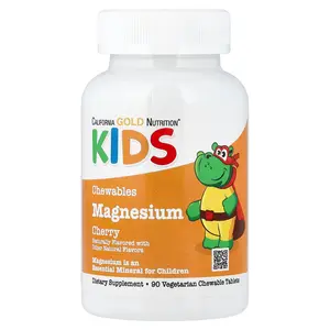 California Gold Nutrition Chewable Magnesium for Children,  Cherry, 90 Vegetarian Tablets (50 mg per Tablet)