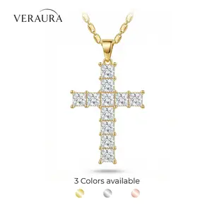 Unisex Waterproof  Cross Necklace 18K Gold Plated Gift  for Men Women  Minimalist