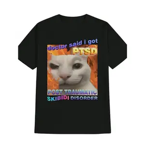 Men's Casual Funny Meme Print Top - Versatile Round Neck Printed Design Shirt, Fun and Creative Gift for Gen Z, Humorous Fashion Style, Breathable Fabric with Comfortable Fit