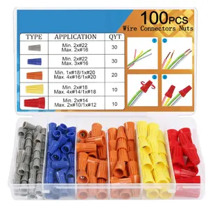 100PCS Wire Connectors Nuts Electric Wire Caps Insulating Insert Twist Electrical Wire Connectors Colorful Wire Assortment Nuts for Quick Connection Universal Connector