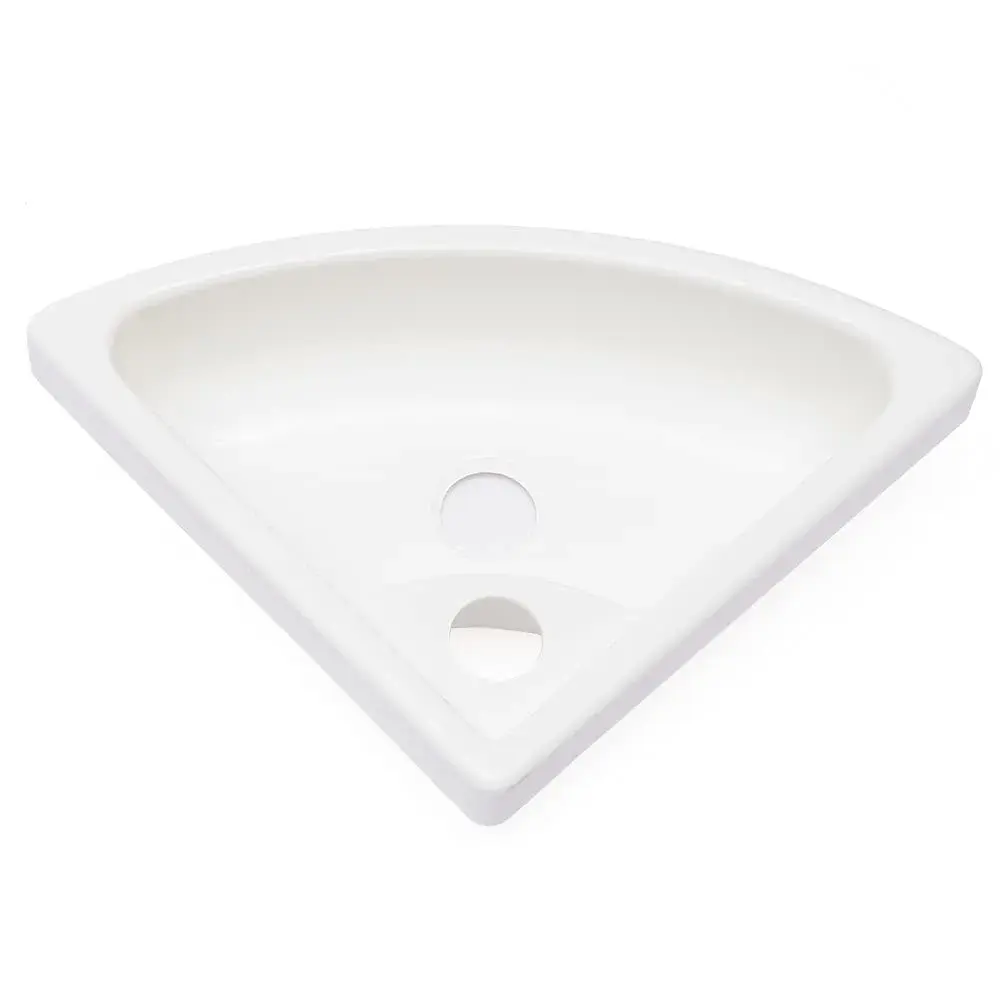 Small Wall Mount Corner Bathroom Sink White Triangle Plastic Vanity Single Bowl Sink for Kitchen Bathroom Lavatory (White, Without Faucet)