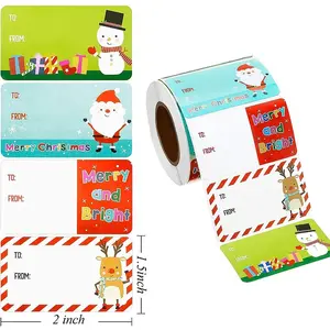 500 Pcs Christmas Gift Tags Stickers, Self-Adhesive Santa Claus Holiday Name Tags for Presents, Xmas Labels for Gift Packaging Wrapping Cards and Christmas Decorations