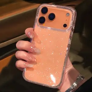 Fashion Transparent Glitter Durable Anti-Drop Shockproof Lens Full Cover Phone Case, High Style Unisex, Ideal for iPhone 17/16/15/14/13/12/11/7g/8p