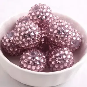 Pink Sparkle 20mm Rhinestone Beads Set of 5