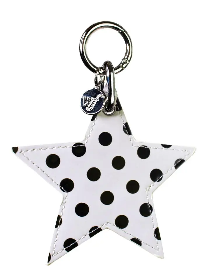 Polka Dot Star Bag Charm, White and Black Girly Purse Items, Luggage & Bag Accessory Decoration
