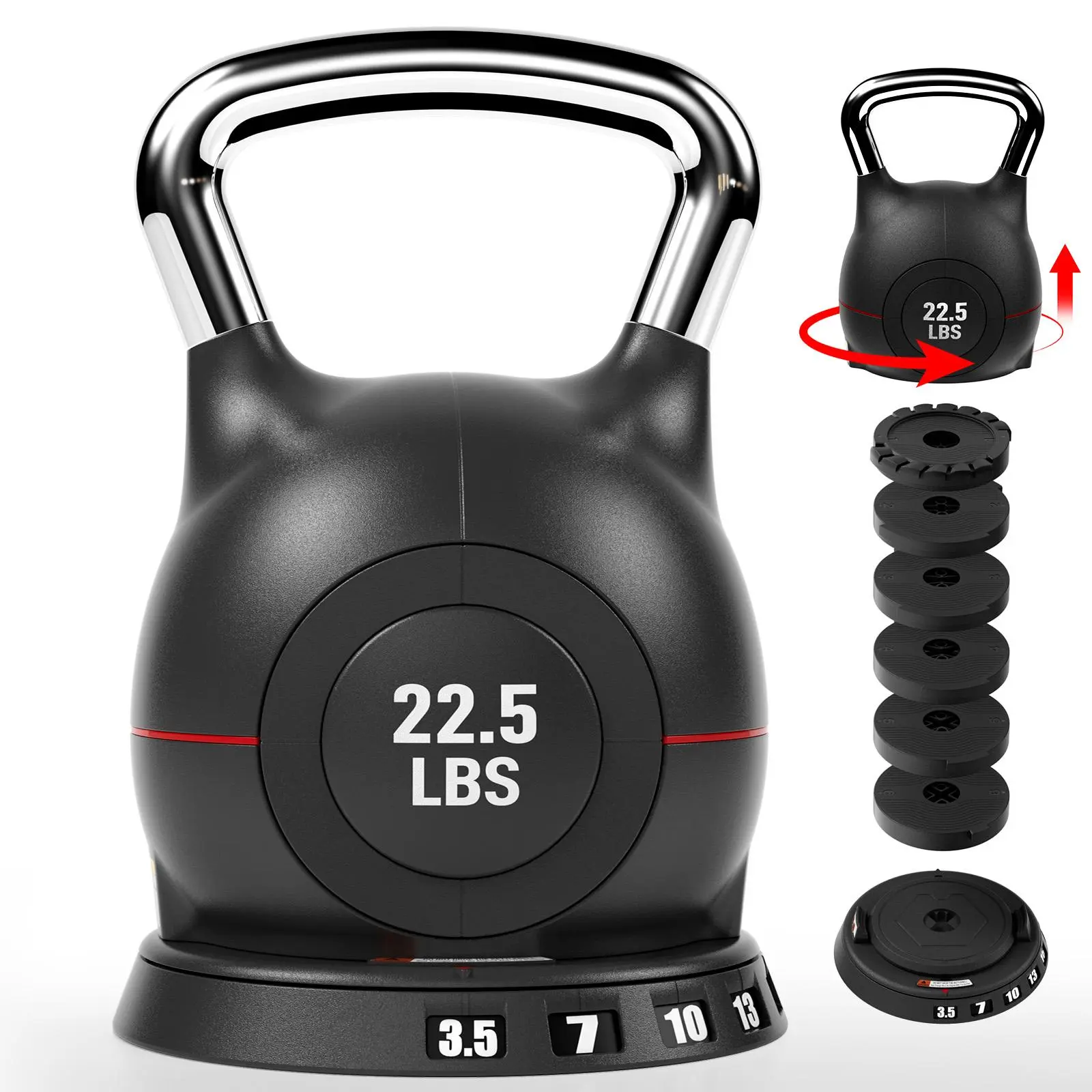TLGREEN Adjustable Kettlebell Set - 7in1 Kettlebells, Choose 22.5 lb or 44 lb, Quick-Change Weight Dial & Safety Lock, Space-Saving Design gift Home Training Equipment Home Gym Equipment Gym Workout Home Gym Kit weights lifting straps