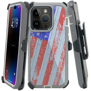 USA Flag Rugged Defender Case Cover For Apple iPhone 17 / 17E / 16 / 16E / 15 / 14 / 13 / 12 / Plus / Pro / Pro Max / Shockproof Heavyduty Protection With Belt Clip Phonecase