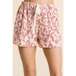 BiBi Leopard Shorts with Twill Tape Drawstring