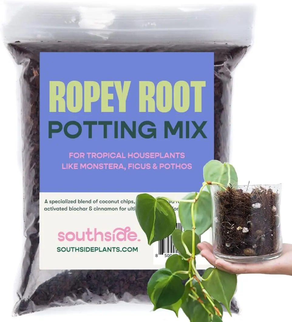 SOUTHSIDE PLANTS Ropey Root Potting Mix 1 Gallon - Coir & Perlite Blend for Tropical Houseplants & Succulents - All-Natural Coconut Fiber Substrate for Healthy Growth