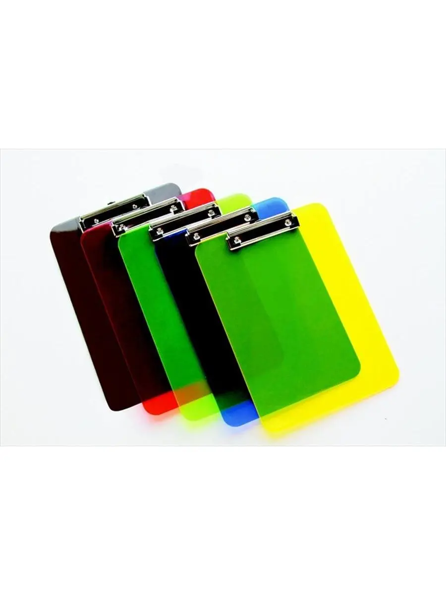 Low-Profile Acrylic Clipboard, Plastic, Assorted