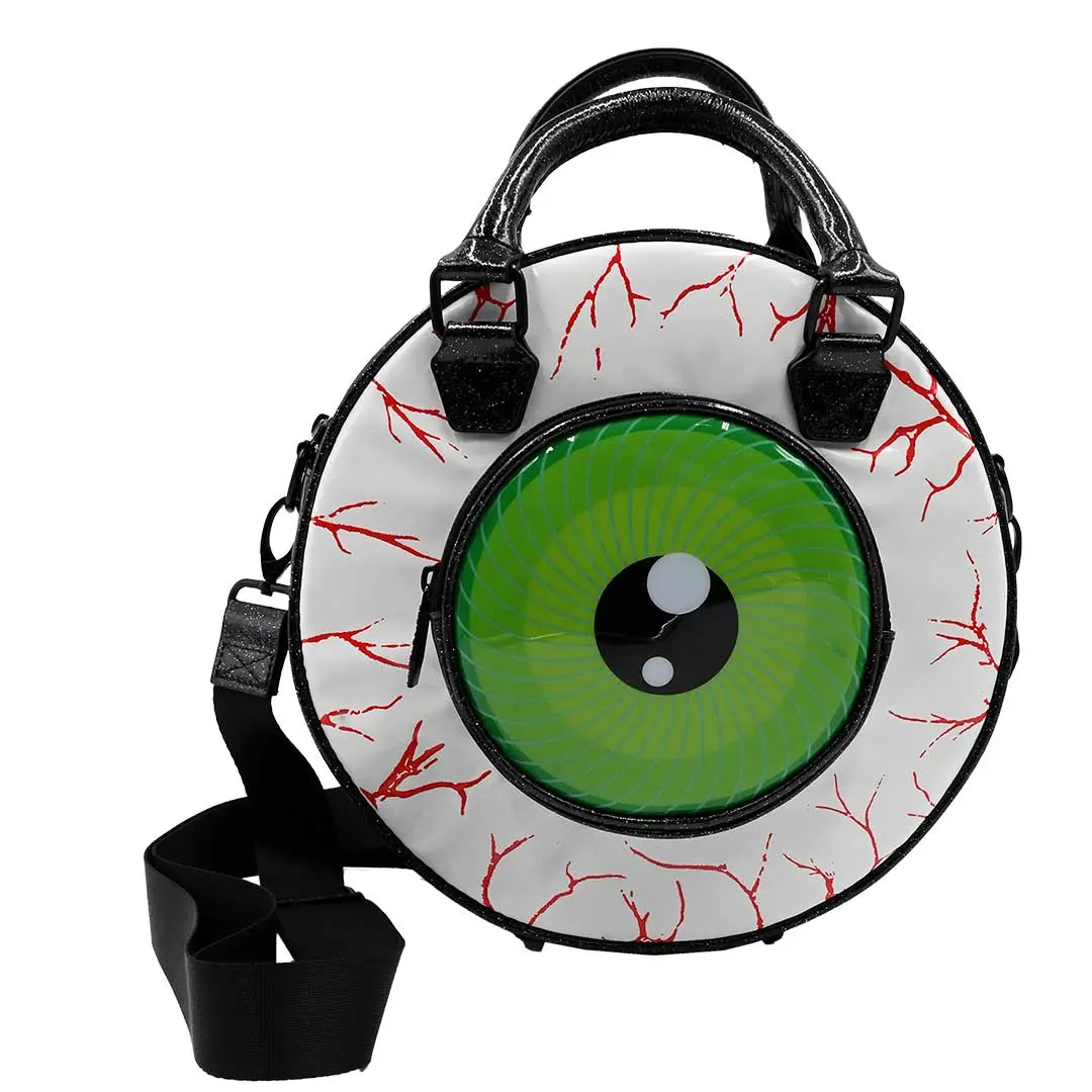 Eyeball Black Glitter Backpack Purse Book Bag