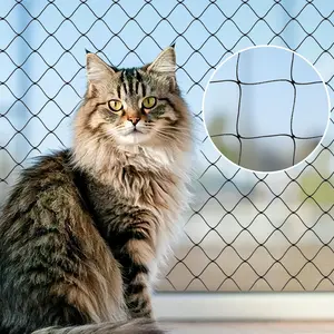 10 x 26 ft Anti-Fall Balcony Rail Net, Black Nylon Pet Mesh Fence for Dog Cat Balcony Anti-Fall Protection
