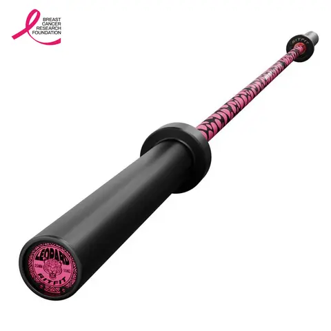 RITFIT Women's Pink Leopard Print Straight Weighted Bar - 15kg, 25mm Hand Grip, Ceramic Coating, Smooth Spin, 1200 lbs Load Capacity, 3D Aluminum Logo, Muscle Exercise Equipment for Home Gym Workout Gear