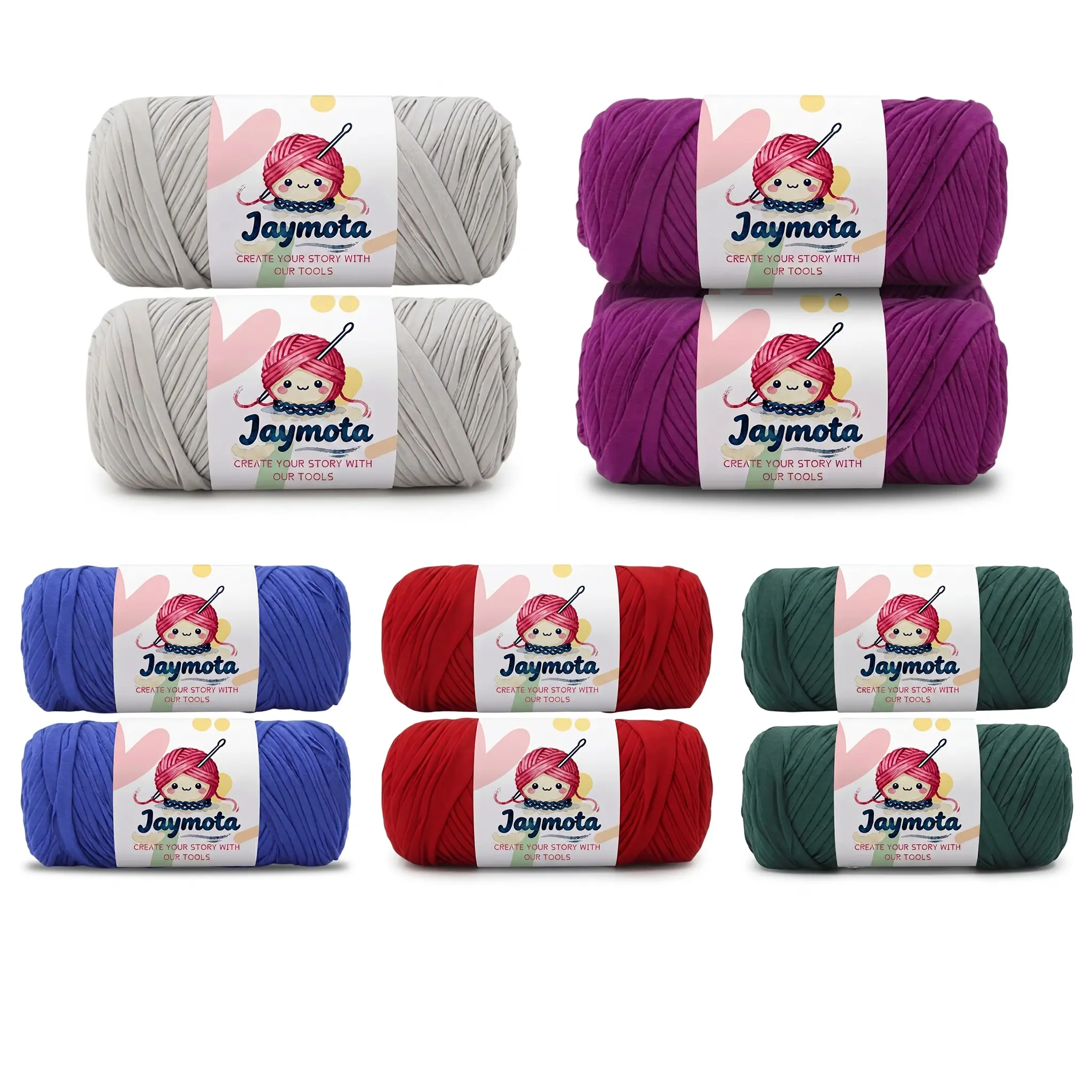 2 Pack Chunky T-Shirt Yarn 200g/Roll, Thick Fabric Cloth Yarn for Crochet Bag, Basket, Knitting & DIY Hand Crafts