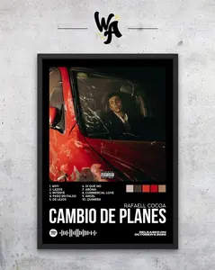 Modern Urban Music Artist Poster - Aesthetic Rafaell Cocoa "Cambio De Planes" Album Tracklist Wall Art - Retro Graphic Canvas Print - Spotify Code Design Wall Decor for Home Studio & Gallery