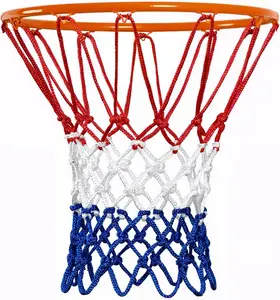 Basketball Net Heavy Duty 7.16oz Professional Grade,  Weather Anti Whip Basketball Net Replacement for Outdoor Indoor Standard Hoop, 12 Loops Reinforced (Red White Blue)