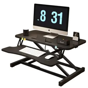32 Inch Desk Converter, Height Adjustable Sit to Stand Riser, Dual Monitor and Laptop Workstation with Wide Keyboard Tray (BLACK) Xmas,Gift for Mother's day