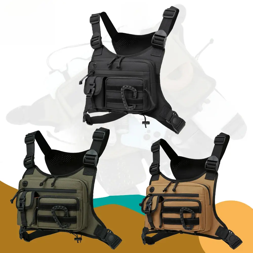 Unisex Tactical Chest Pack - Lightweight Waterproof All-Seasons Zip Bag, Durable Outdoor Hiking Backpacking Gear, Adjustable Strap, Multiple Pockets, Sports & Outdoor EDC Vest Pouch for EDC Items