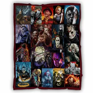 Scary Movie Blanket, Best Horror Movies Characters Fleece Sherpa Blanket