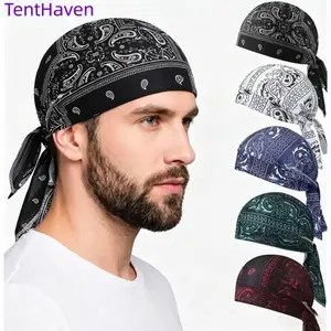 5-Pack Paisley Print Bandana Set | Adjustable Tie-Back Headwraps | Breathable Cycling Skull Caps & Helmet Liners | Unisex Pirate-Style Sports Headwear summervibes