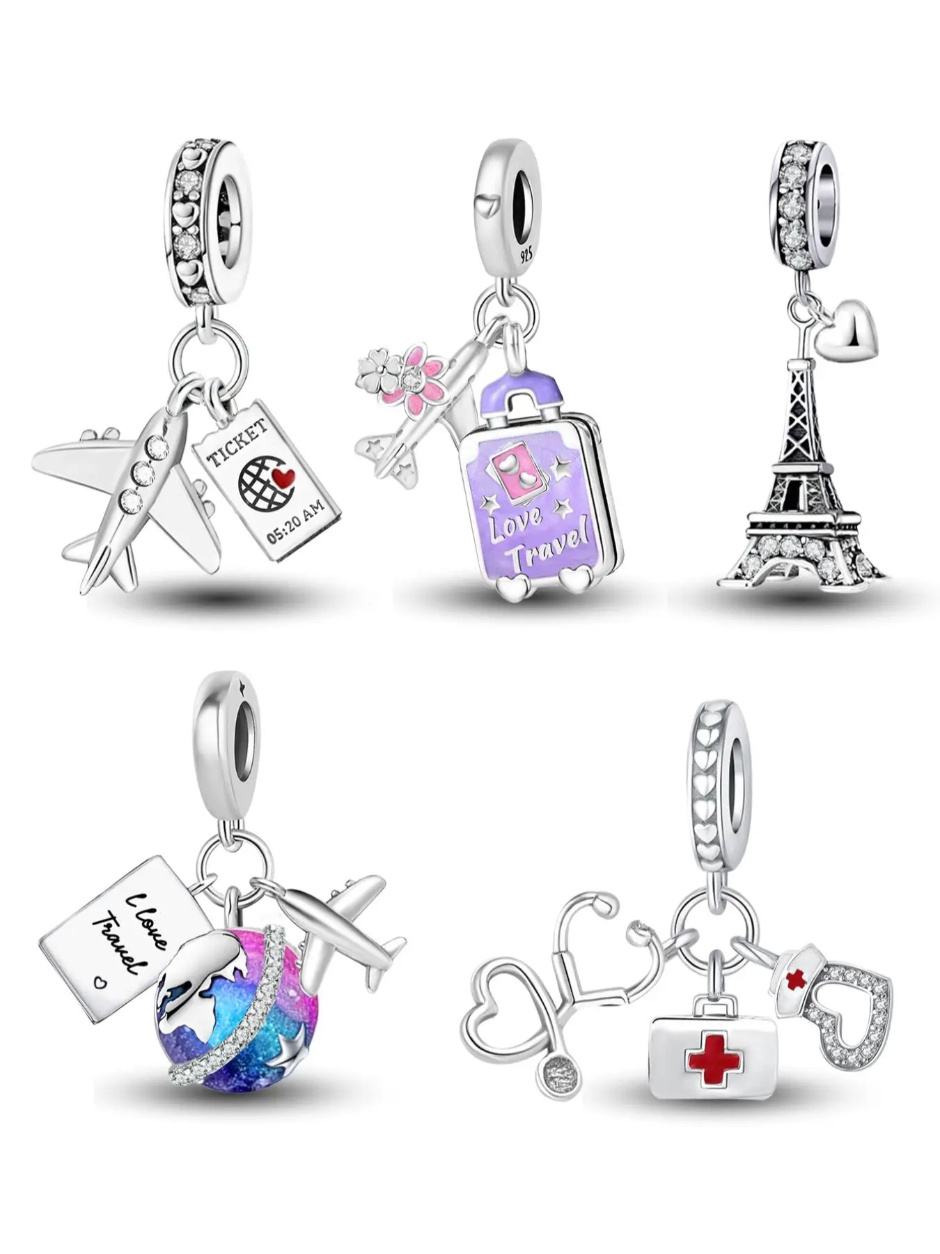 Travel Themed Charms, Fashionable Travel Accessories for Bracelet & Necklace Making, DIY Jewelry Making Supplies for Women & Girls