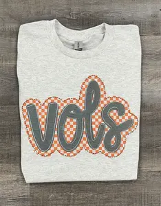 [SALE UP TO 45%] TN VOLS Checkerboard Sweatshirt, Crew Neck Cotton Apparel, Gift for Him or Her