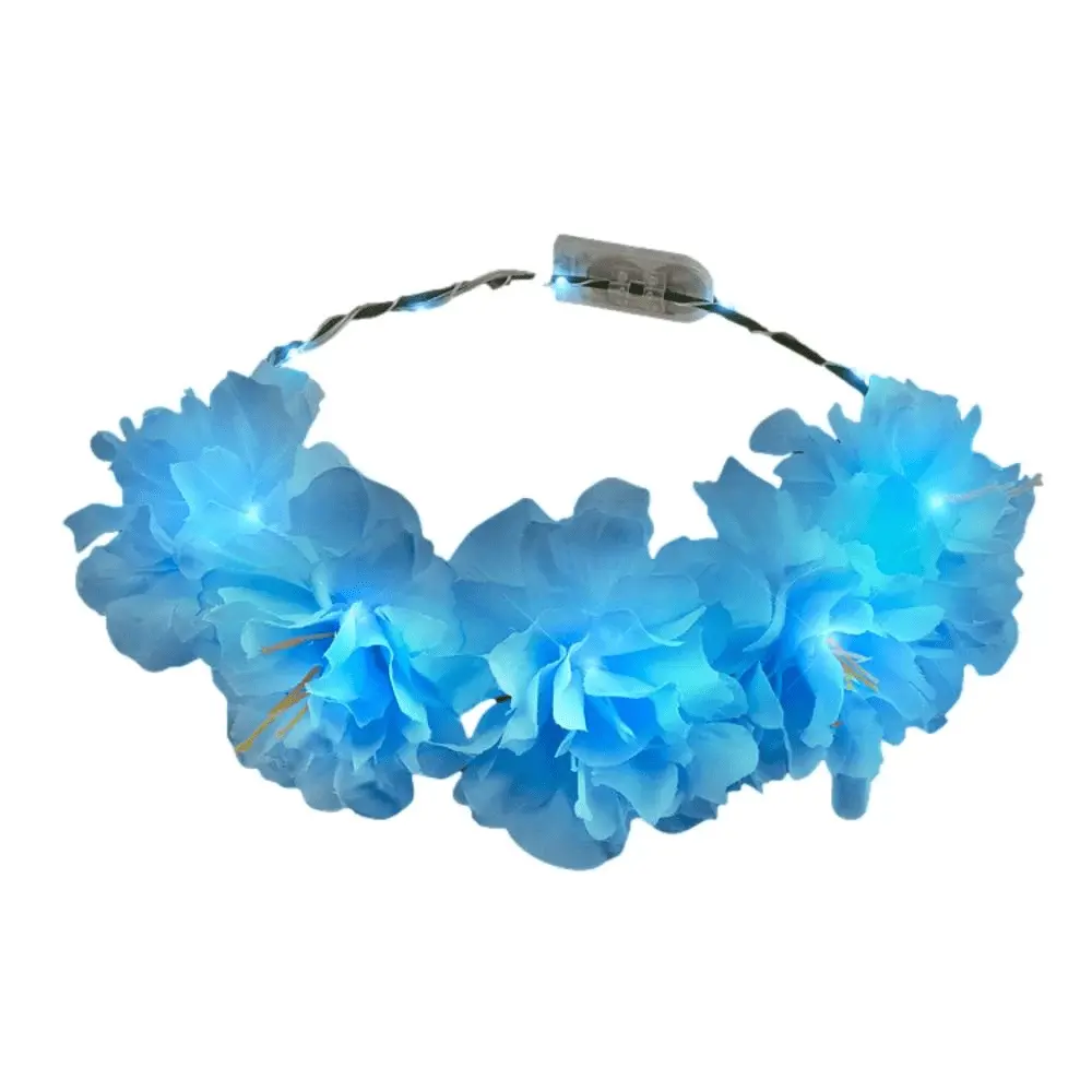 Unisex LED Light-Up Floral Fairy Halo Crown, Perfect Sky Blue Hair Accessory for Party