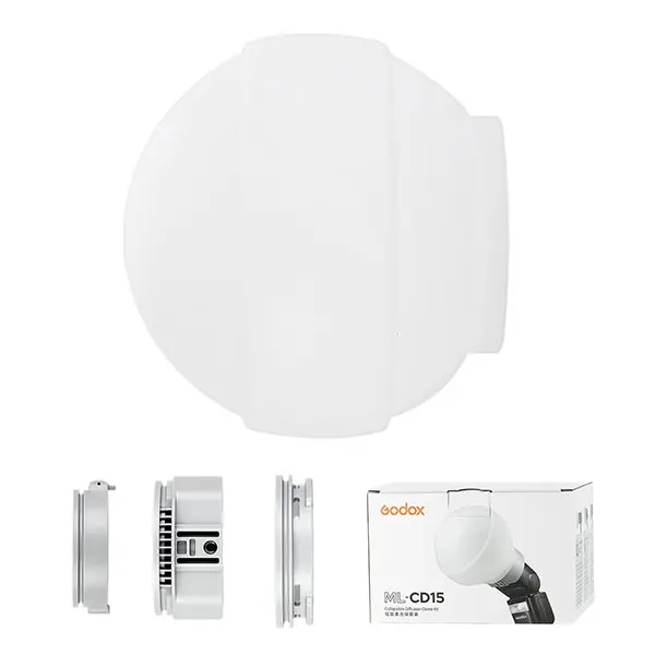 Godox ML-CD15 Flash Diffuser Modifier Bundle with 3 Adapters & Mount, Camera Accessories for V1S V1C V1N V1F V1O V860III V860II V850III TT685II TT600 TT685 AD200 AD200PRO AD300PRO AD400PRO ML30 ML60 ML60BI Smartphone