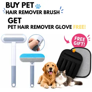 Multifunctional Pet Hair Remover Tool 4 in 1 Dog and Cat Fur Removal Brush Pet Hair Remover Adjustable Lint Brush Handle Fur Remover Water Scraper for Window Furniture Carpets Sofa Car Clothes