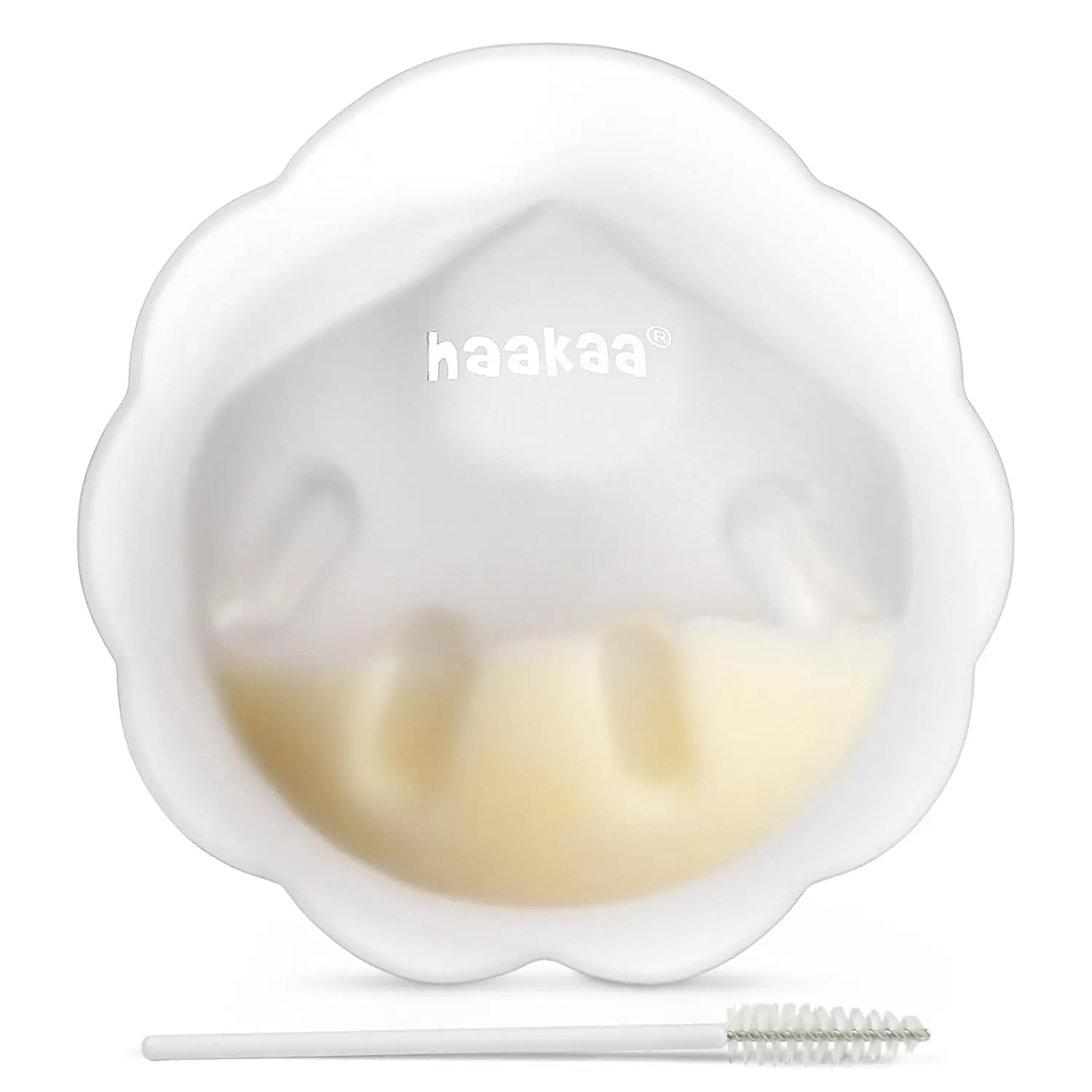 haakaa Petal Soft Silicone Milk Collector, Discreet Milk Catcher, Leak-Protection Breast Milk Saver, Reusable Breast Shells Milk Collection Cup for Breastfeeding with Cleaning Brush
