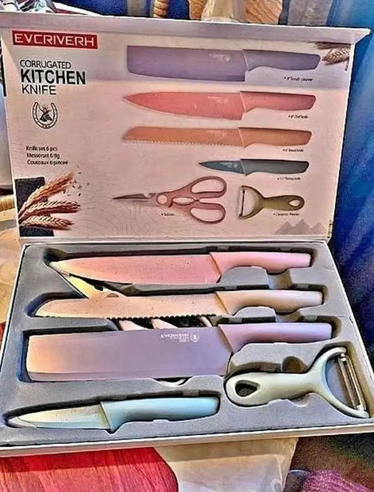 Set 6 PCS Colorful Kitchen Knife with Non Stick Coating