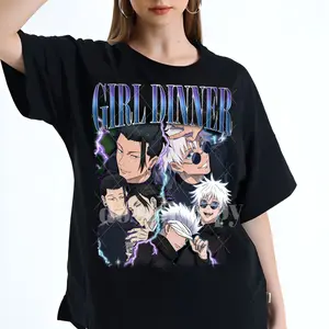 Gojo and Geto Girl Dinner Retro Vintage Anime Manga T-Shirt Sweatshirt Hoodie Fabric Womenswear Tops Comfort Streetwear Summer