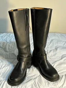 FRYE Black Leather Riding Boots Size 5.5 B with Zipper Girl Women