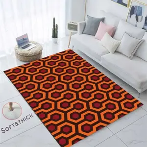 The Shining Red Hexagon Flannel Area Rug - Oversized Soft Plush Mat for Living Room & Bedroom, Non-Slip Horror Movie Home Decor, Home Decorative Rugs #TheShiningRug #HorrorMovieCarpet #ModernHomeDecor #FlannelMat #NonSlipRug