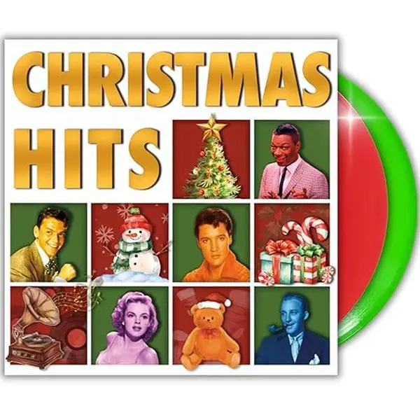 Greatest Christmas Hits Collectible Vinyl Record - Christmas Songs, Holiday Cheer, Classic Artists Frank Sinatra, Elvis Presley, Nat King Cole & More, Dual LP Set, Perfect Gift for Vinyl Collector