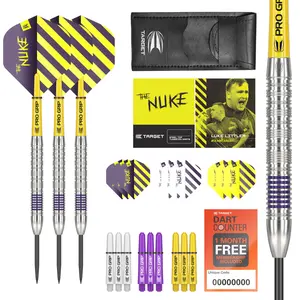 TARGET Darts Luke Littler 80% Tungsten Steel Tip Darts Set, 21G / 22G / 23G | Professional Dart Set Bundle, Pro Grip Shafts, Pro Ultra Flights, Dart Wallet Included | Darts Accessories Kit