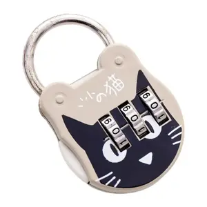 2pcs Number Lock, Excellent Accurate Anti-Theft Security Lock, Household Accessories, Dial Digits Padlock, Number Password Lock, Cute Cartoon Cat Design, Secure Lock