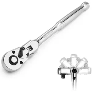 WORKPRO 1/2" Drive Flex Head Ratchet 72-Tooth Ratchet Flex Head with Chromium Plating Quick Release Reversible Design, 5 Degree Swing swivel