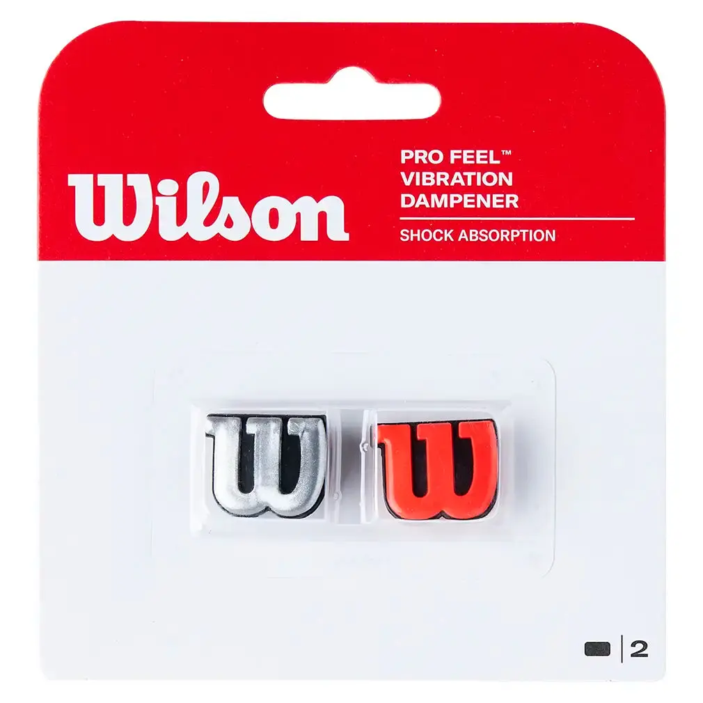 Profeel Tennis Racket Vibration Dampeners, 2-Pack Red & Silver, Shock-Absorption for Tennis Players, Simple Look for Match & Tournament Play