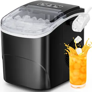 Antarctic Star Countertop Ice Maker with Handle,9 Ice Cubes Ready in 6 Minutes,26lbs/24Hrs,Bullet Ice Maker Countertop with Self-Cleaning,Portable Ice Maker for Kitchen/Office/Home/Camping/RV Scoop Utensils Machine