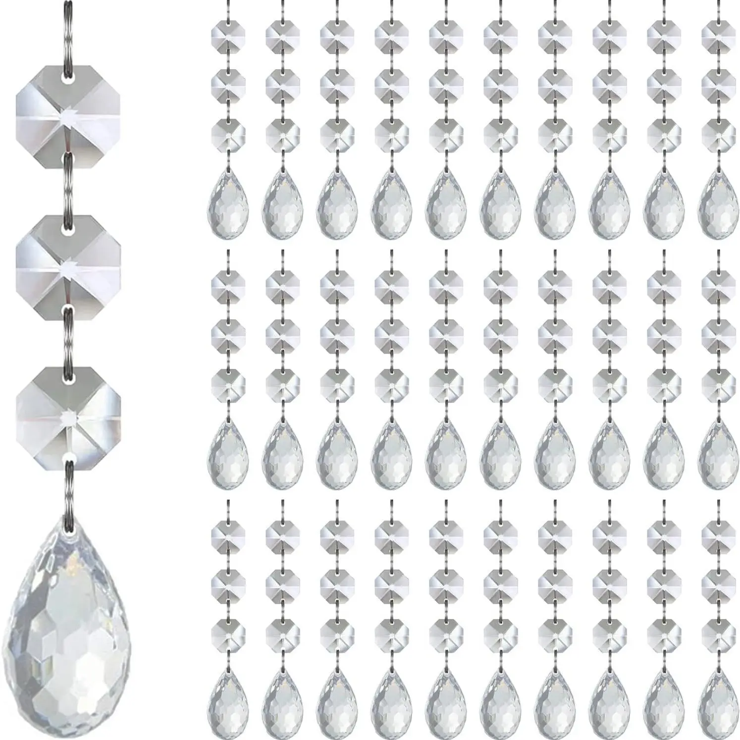 Artificial Crystal Teardrop Ornament Set, 30 Pieces, Elegant Christmas Tree Decorations, Decorative Ornaments, Perfect for Holiday Parties, Festive Decoration, Home Decoration and Party Decoration Supplies, Hanging Decoration, Acrylic Hanging Ornament