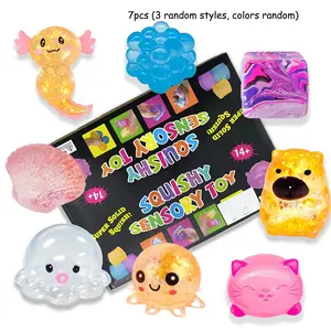 7-Piece Set New 3D Cartoon Stress Relief Toy, Fun Christmas Gift, Party and Birthday Present, School Prize, Easter/christmas Machine Gift, Squish Balls